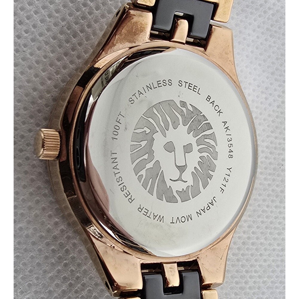 Womens Anne Klein Black Rose Gold Tone Crystal Dial Ceramic Watch AK/3548BKRG 13 - Picture 9 of 10